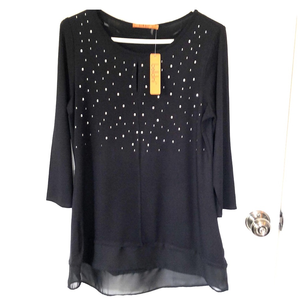 Bellini black/silver embellished blouse, size M